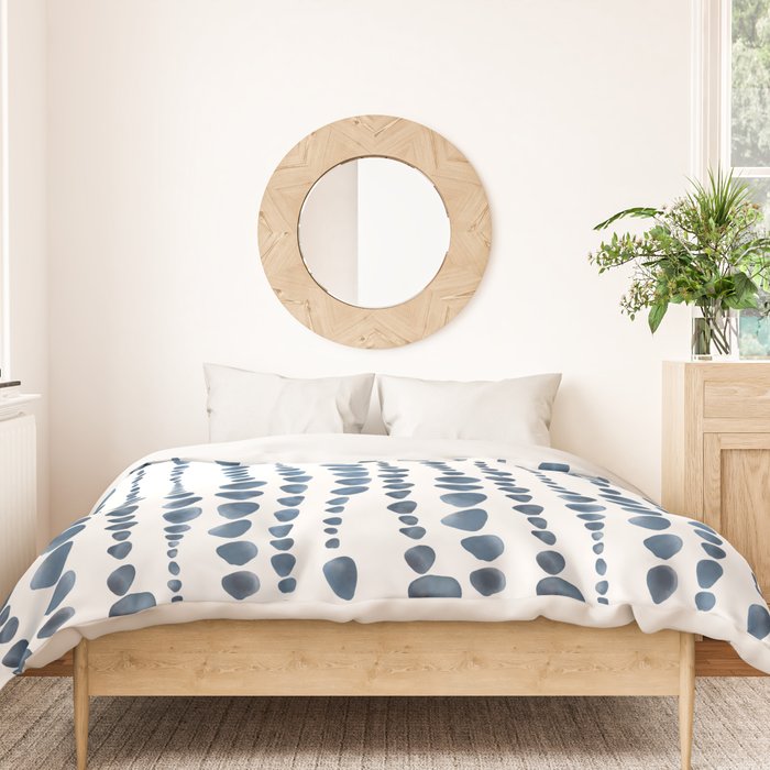Shibori Minimalist Rain - Indigo Blue Tie Dye Scandi Style Duvet Cover Gallery Image 3
