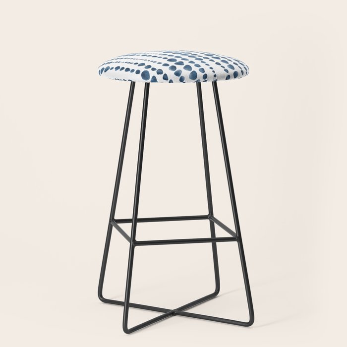 Shibori Minimalist Rain - Indigo Blue Tie Dye Scandi Style Stool Gallery Image 1