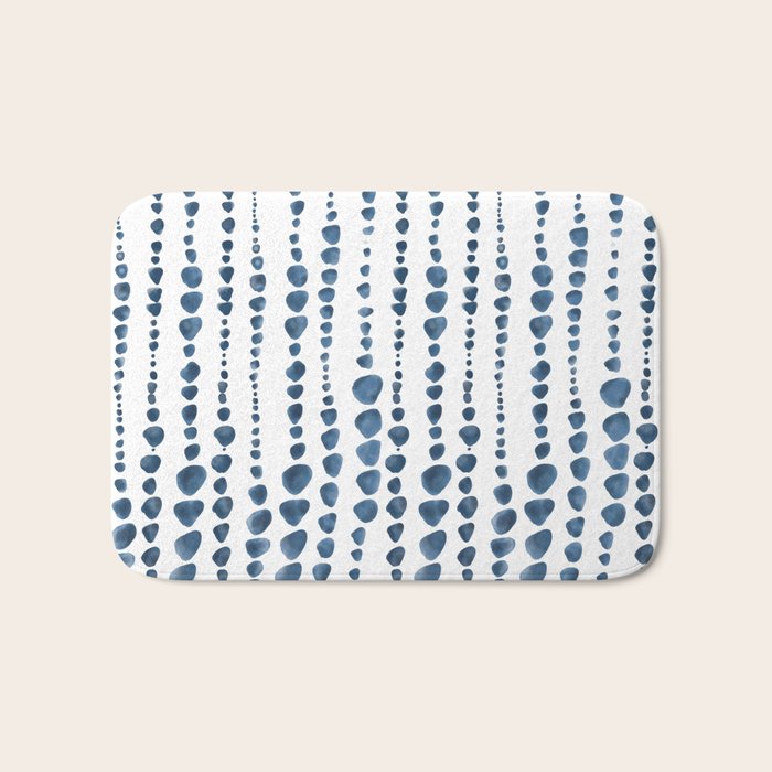 Shibori Minimalist Rain - Indigo Blue Tie Dye Scandi Style Bath Mat Gallery Image 1