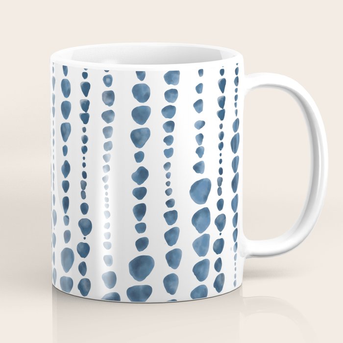 Shibori Minimalist Rain - Indigo Blue Tie Dye Scandi Style Coffee Mug Gallery Image 1