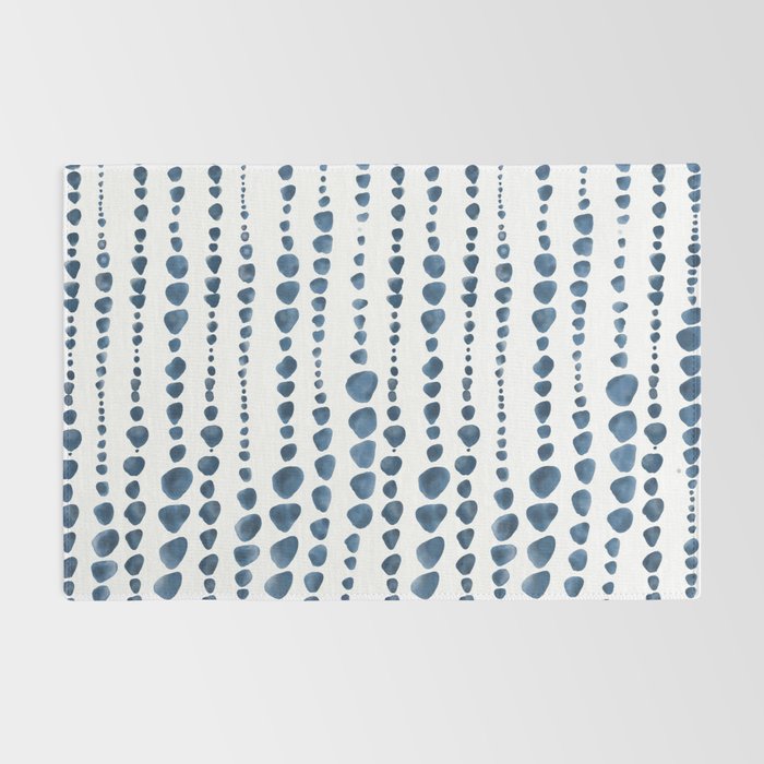 Shibori Minimalist Rain - Indigo Blue Tie Dye Scandi Style Rug Gallery Image 2