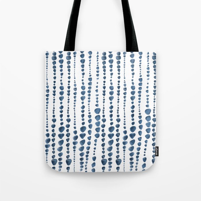Shibori Minimalist Rain - Indigo Blue Tie Dye Scandi Style Tote Bag Gallery Image 1