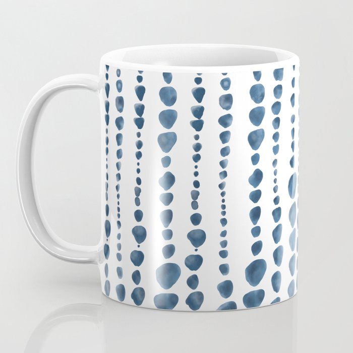 Shibori Minimalist Rain - Indigo Blue Tie Dye Scandi Style Coffee Mug Gallery Image 3
