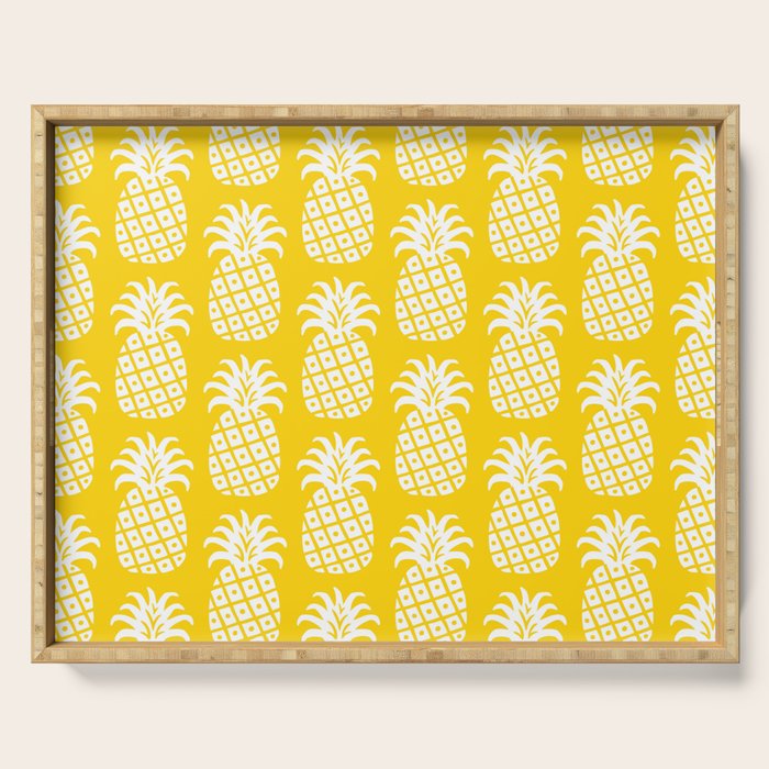 Mid Century Modern Pineapple Pattern Yellow Serving Tray Gallery Image 1