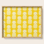 Mid Century Modern Pineapple Pattern Yellow Serving Tray Gallery Image 1