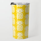 Mid Century Modern Pineapple Pattern Yellow Travel Mug Gallery Image 3