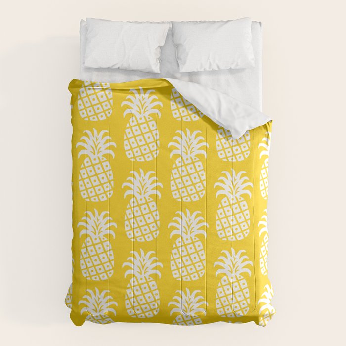 Mid Century Modern Pineapple Pattern Yellow Comforter Gallery Image 6
