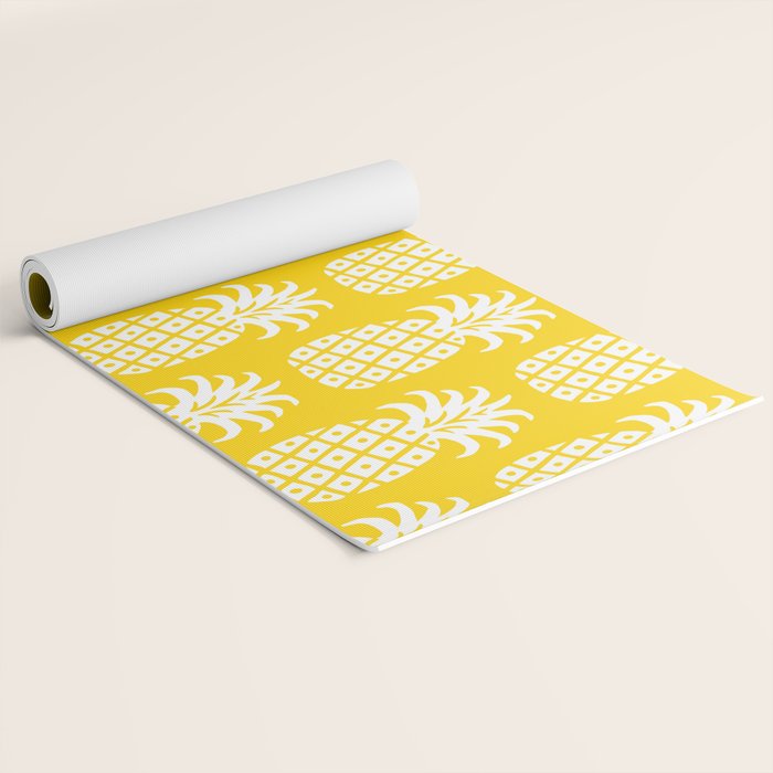 Mid Century Modern Pineapple Pattern Yellow Yoga Mat Gallery Image 2