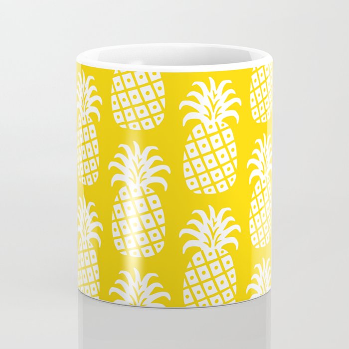 Mid Century Modern Pineapple Pattern Yellow Coffee Mug Gallery Image 4