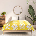 Mid Century Modern Pineapple Pattern Yellow Comforter Gallery Image 3