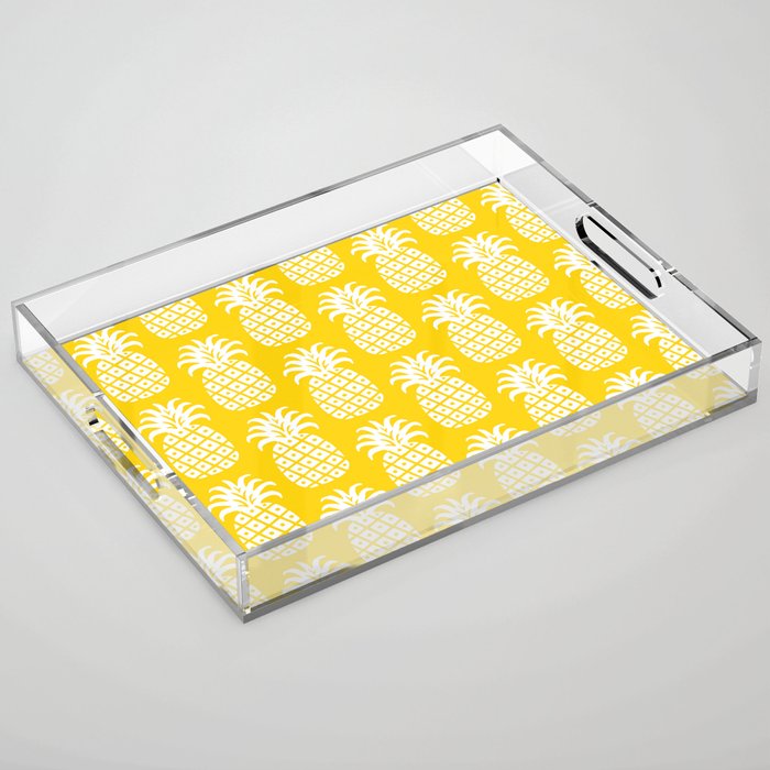 Mid Century Modern Pineapple Pattern Yellow Acrylic Tray Gallery Image 1