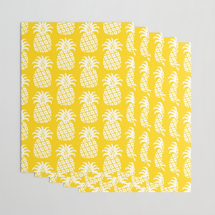 Mid Century Modern Pineapple Pattern Yellow Wrapping Paper Gallery Image 3