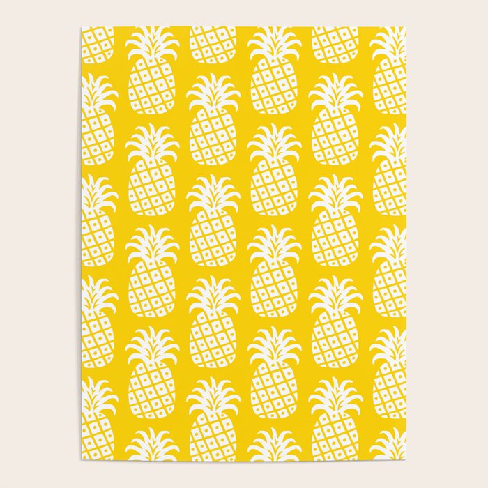 Mid Century Modern Pineapple Pattern Yellow Poster Gallery Image 1