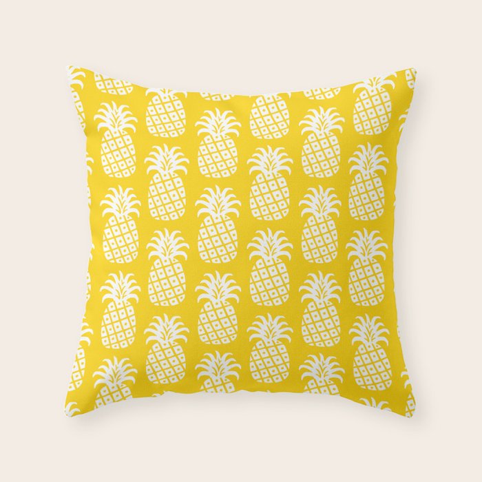 Mid Century Modern Pineapple Pattern Yellow Throw Pillow Gallery Image 6
