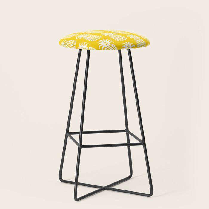 Mid Century Modern Pineapple Pattern Yellow Stool Gallery Image 1