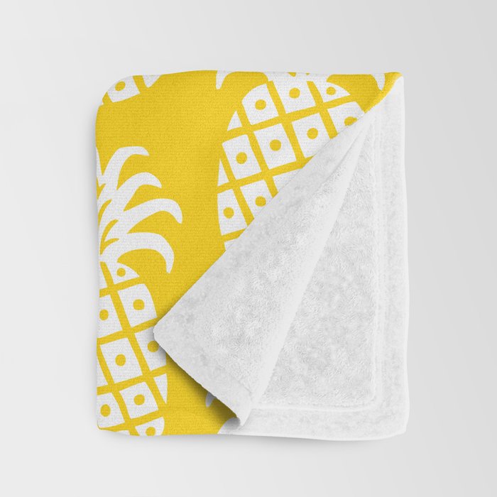 Mid Century Modern Pineapple Pattern Yellow Throw Blanket Gallery Image 3