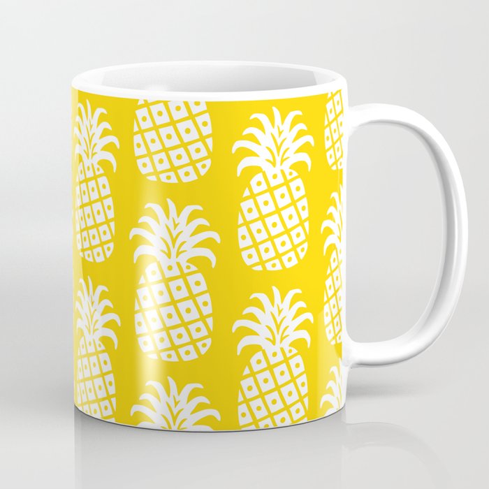 Mid Century Modern Pineapple Pattern Yellow Coffee Mug Gallery Image 1