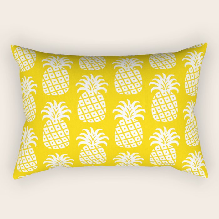 Mid Century Modern Pineapple Pattern Yellow Rectangular Pillow Gallery Image 1