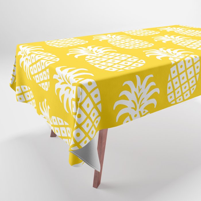 Mid Century Modern Pineapple Pattern Yellow Tablecloth Gallery Image 1