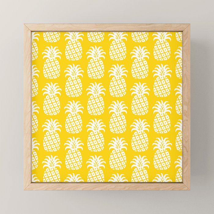 Mid Century Modern Pineapple Pattern Yellow Mini Art Print Gallery Image 1