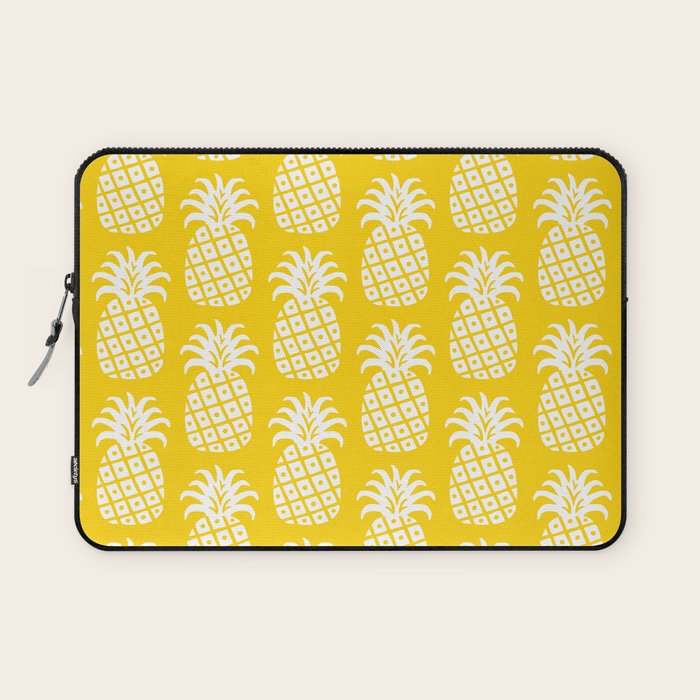 Mid Century Modern Pineapple Pattern Yellow Laptop Sleeve Gallery Image 1