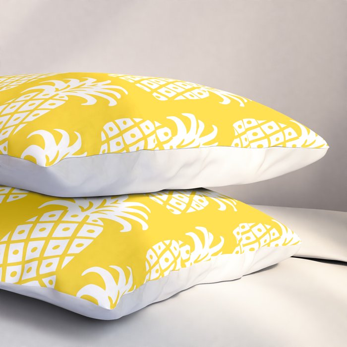 Mid Century Modern Pineapple Pattern Yellow Pillow Sham Gallery Image 3