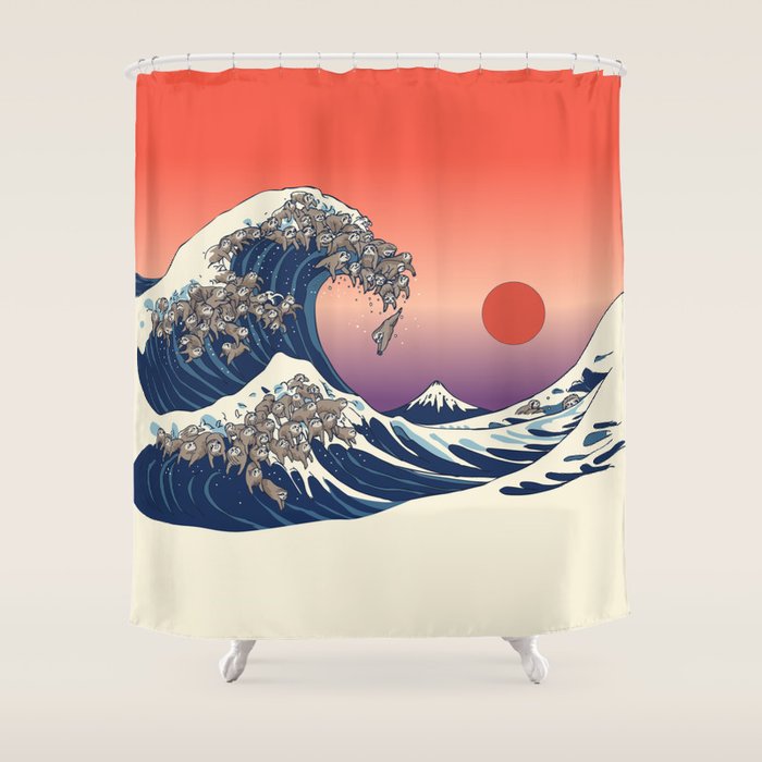 The Great Wave of Sloth Shower Curtain Gallery Image 1