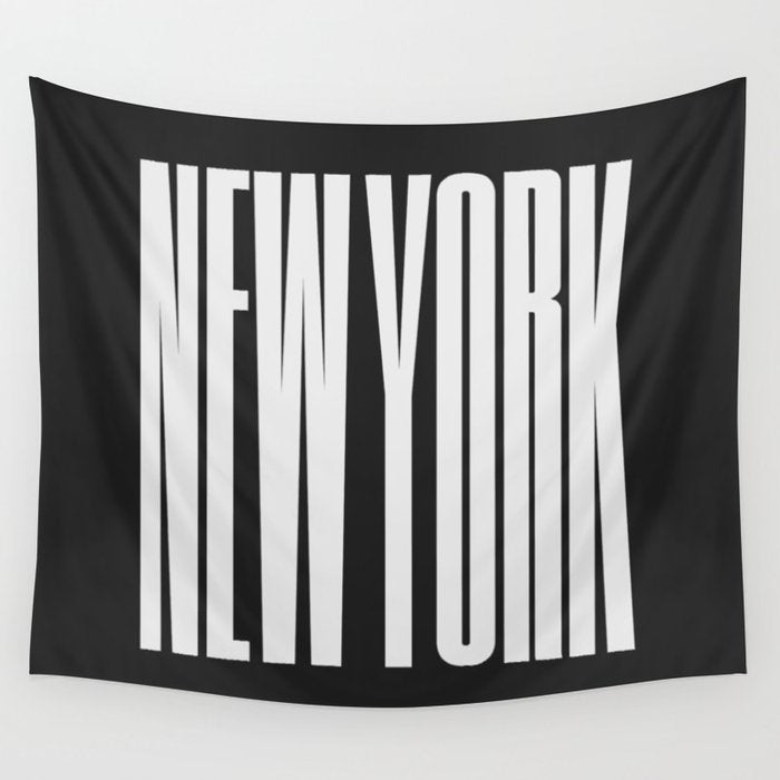 New York: B&W Typography Edition Wall Tapestry Gallery Image 1