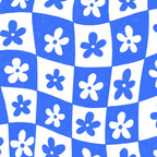 Retro Blue Daisy Checkerboard  Coffee Mug Gallery Image 2