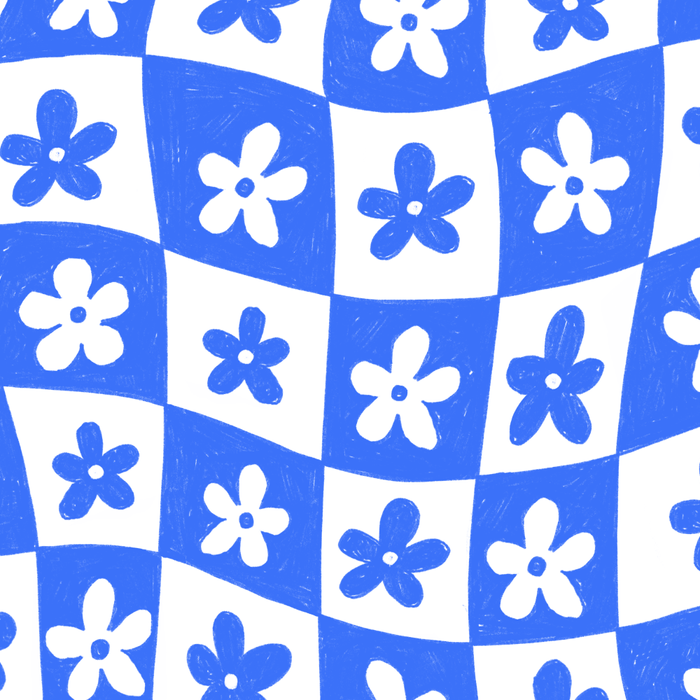 Retro Blue Daisy Checkerboard  Coffee Mug Gallery Image 2