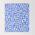 Retro Blue Daisy Checkerboard  Throw Blanket Gallery Image 2