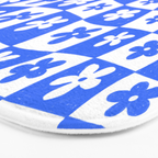 Retro Blue Daisy Checkerboard  Bath Mat Gallery Image 3