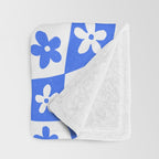 Retro Blue Daisy Checkerboard  Throw Blanket Gallery Image 3