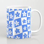 Retro Blue Daisy Checkerboard  Coffee Mug Gallery Image 1