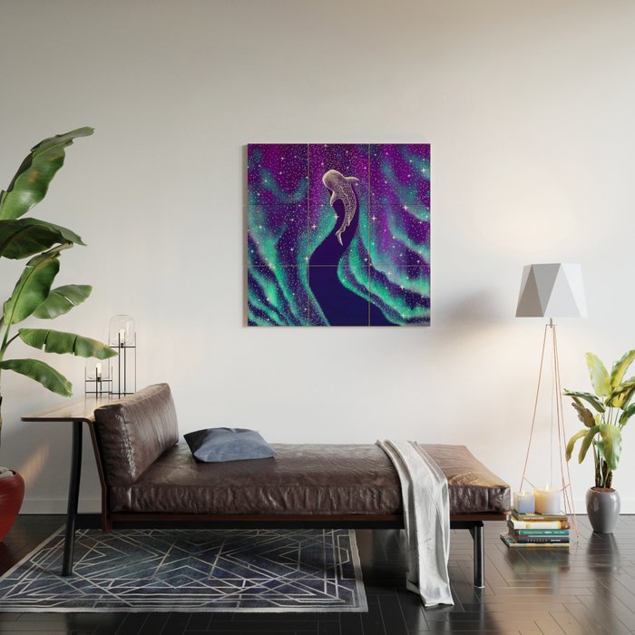 Star eater in northern lights Wood Wall Art Gallery Image 2