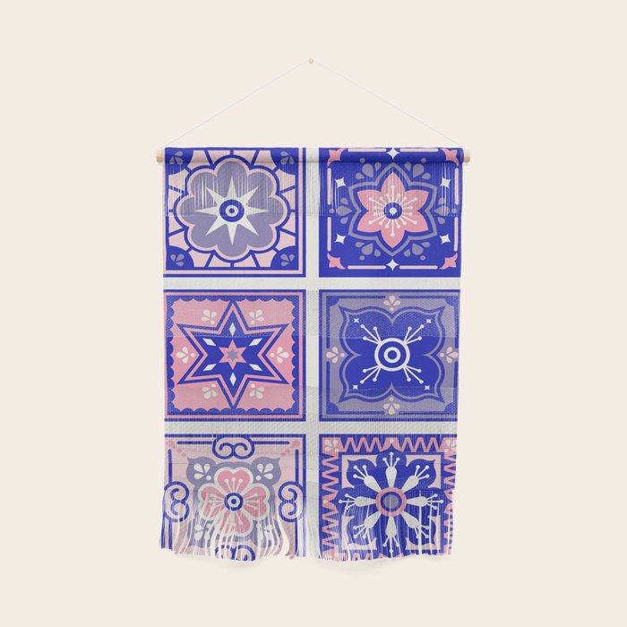 Talavera Mexican Tile - Pink & Periwinkle Palette Wall Hanging Gallery Image 1