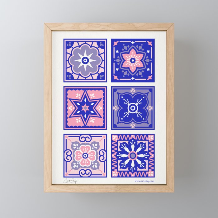 Talavera Mexican Tile - Pink & Periwinkle Palette Mini Art Print Gallery Image 1