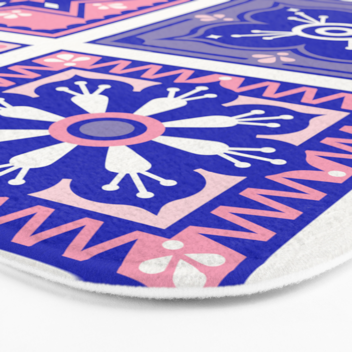 Talavera Mexican Tile - Pink & Periwinkle Palette Bath Mat Gallery Image 3