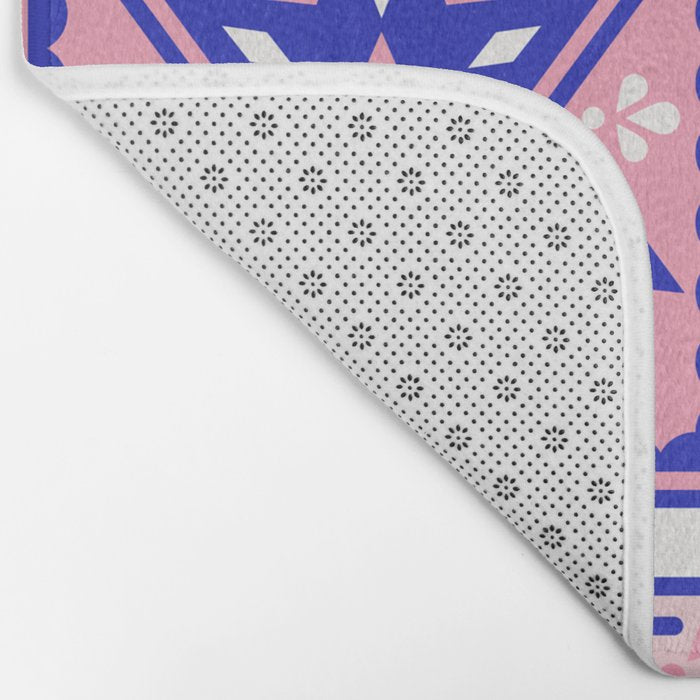Talavera Mexican Tile - Pink & Periwinkle Palette Bath Mat Gallery Image 2