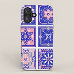 Talavera Mexican Tile - Pink & Periwinkle Palette iPhone Case Gallery Image 1