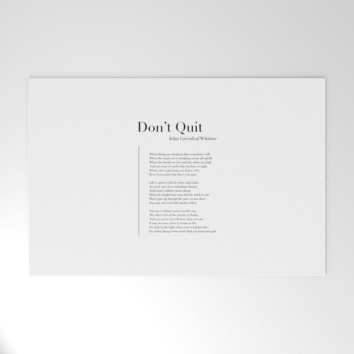 Donât Quit by John Greenleaf Whittier Welcome Mat Gallery Image 1