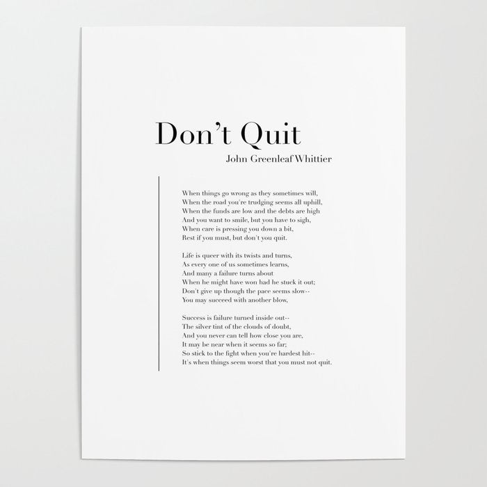 Donât Quit by John Greenleaf Whittier Poster Gallery Image 4