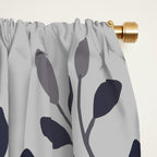 Modern, Boho, Floral Prints, Gray and White Window Curtain Gallery Image 2