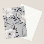 Modern, Boho, Floral Prints, Gray and White Stationery Card Gallery Image 2