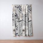 Modern, Boho, Floral Prints, Gray and White Window Curtain Gallery Image 3
