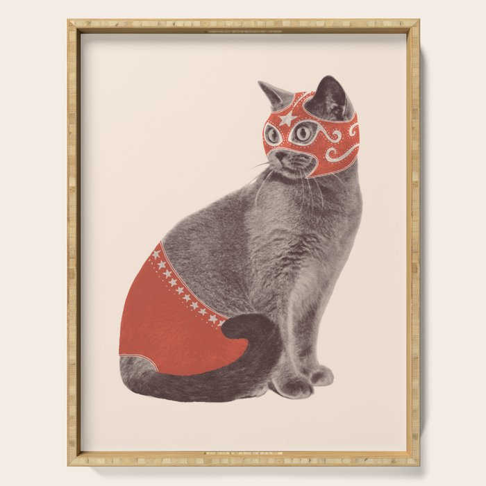 Cat Wrestler Serving Tray Gallery Image 1