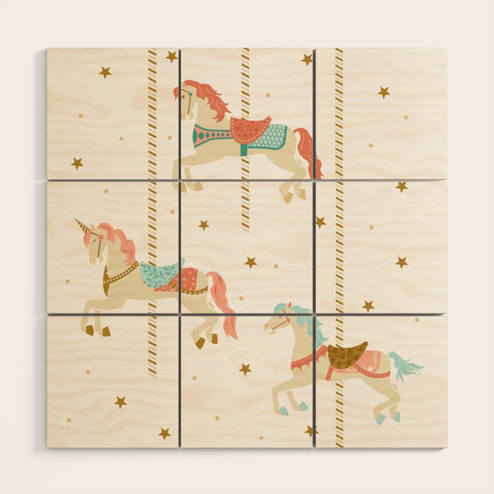 Carousel Horses Wood Wall Art Gallery Image 1