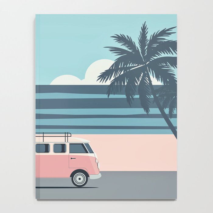 Surfer Graphic Beach Palm-Tree Camper-Van Art Notebook Gallery Image 4