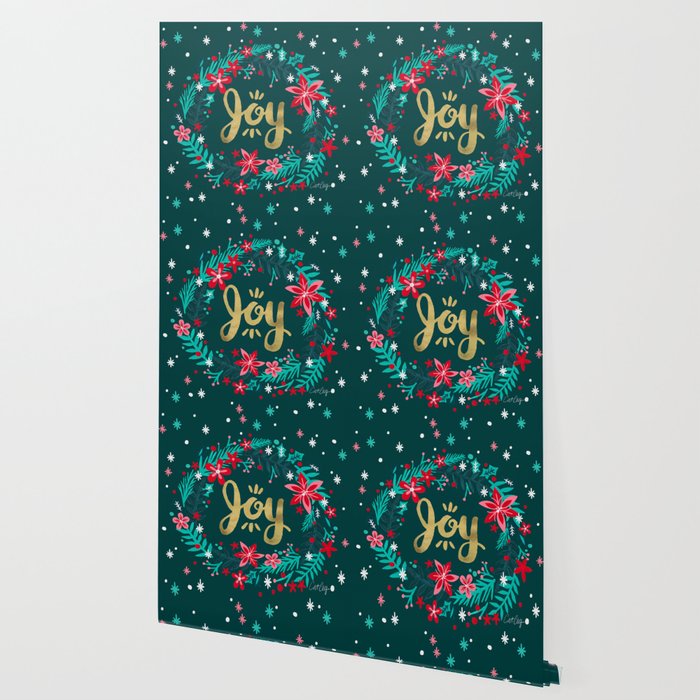 Joy Wreath - Teal Wallpaper Gallery Image 2