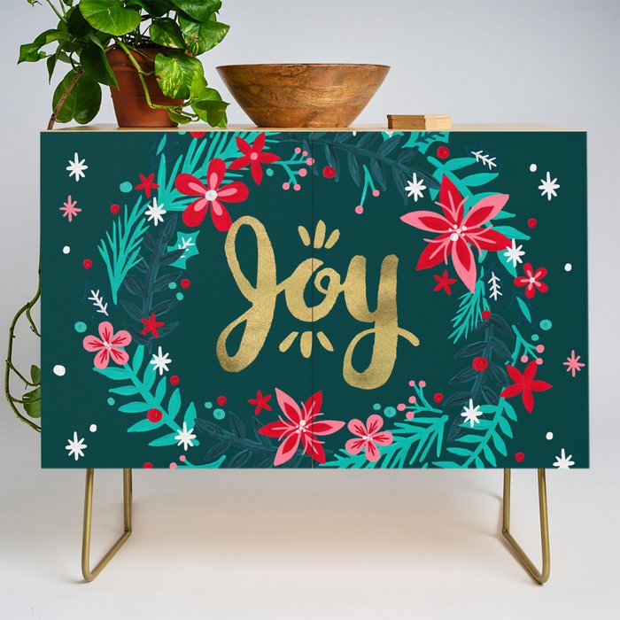 Joy Wreath - Teal Credenza Gallery Image 1